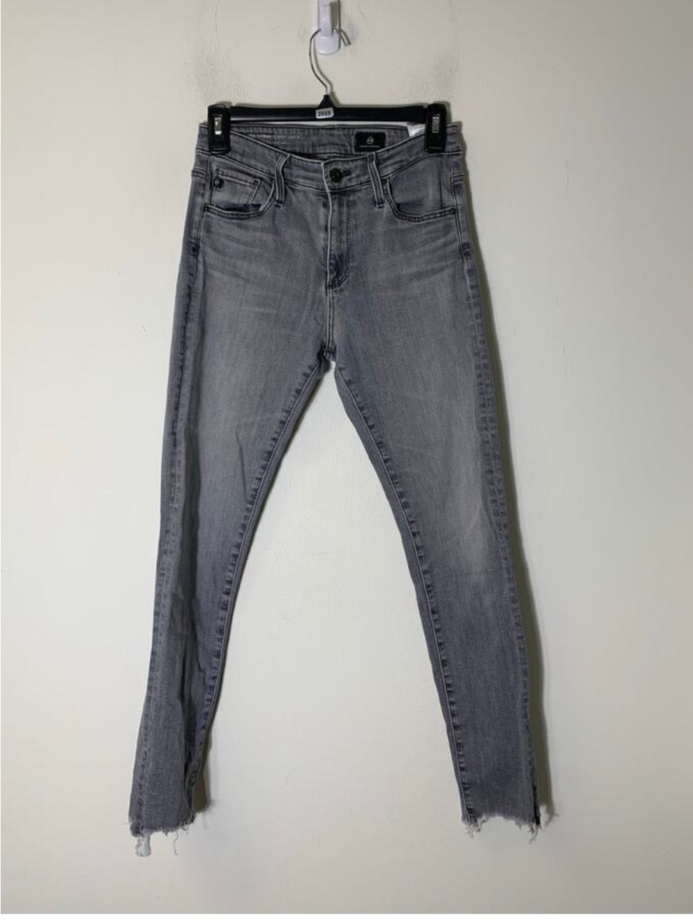 AG Adriano Goldschmied Gray High-Rise Skinny Jeans with Raw Hem Size 26 NWOT